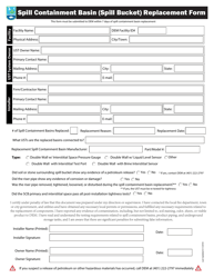 Spill Containment Basin (Spill Bucket) Replacement Form - Rhode Island, Page 2