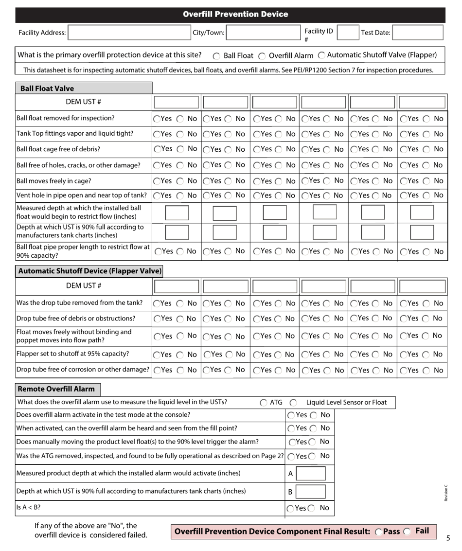 Standardized Annual Testing Form for Ust Systems - Rhode Island, Page 5