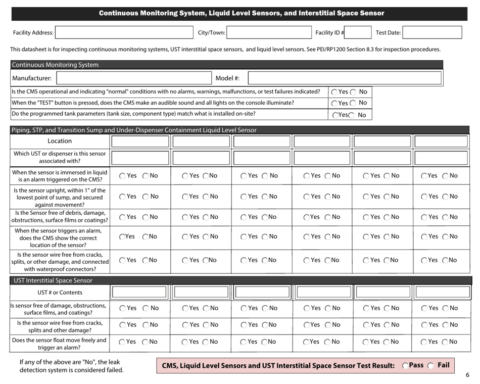 Standardized Annual Testing Form for Ust Systems - Rhode Island, Page 6