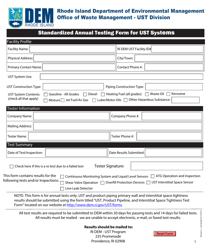 Document preview: Standardized Annual Testing Form for Ust Systems - Rhode Island