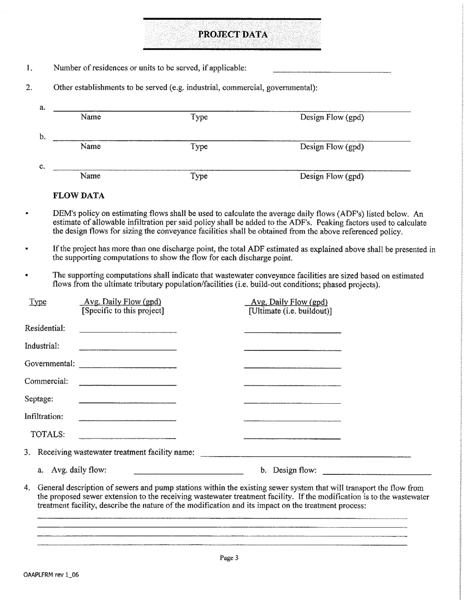 Application for Order of Approval for Wastewater Treatment Facility(Wwtf) and / or Sewer System Expansion Modification - Rhode Island, Page 5