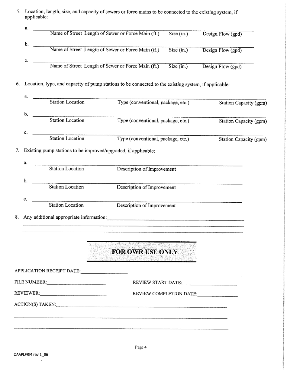 Application for Order of Approval for Wastewater Treatment Facility(Wwtf) and / or Sewer System Expansion Modification - Rhode Island, Page 6