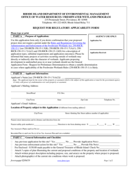 Document preview: Request for Regulatory Applicability Form - Rhode Island