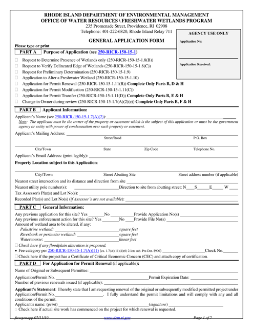 General Application Form - Rhode Island Download Pdf