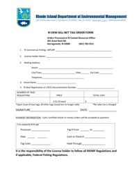 Document preview: Ri Dem Gill Net Tag Order Form - Rhode Island