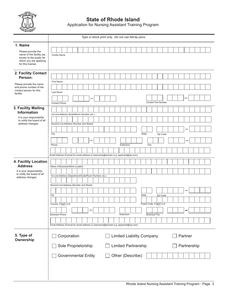 Application for Nursing Assistant Training Program - Rhode Island, Page 3
