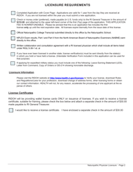 Application for License to Practice as a Naturopathic Physician - Rhode Island, Page 2