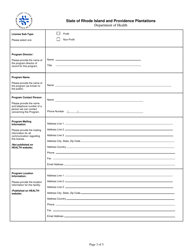 Licensing Application for Adult Day Care Programs - Rhode Island, Page 3