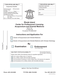 Application for a License as a Doctor of Acupuncture and Oriental Medicine - Rhode Island