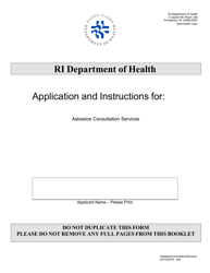 Document preview: Application for Asbestos Consultation Services - Rhode Island