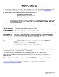 Application for Asbestos Consultation Services - Rhode Island, Page 2