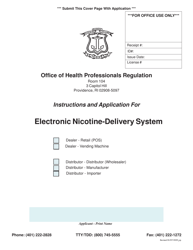 Application for Electronic Nicotine-Deliver System - Rhode Island