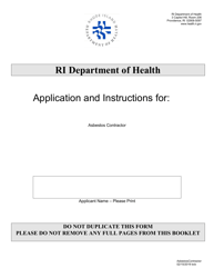 Document preview: Application for Asbestos Contractor - Rhode Island