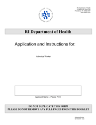 Document preview: Application for Asbestos Worker - Rhode Island