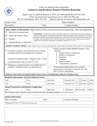 Document preview: Assisted Living Residence Required Incident Reporting - Rhode Island