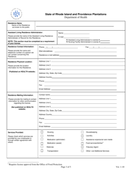 Licensing Application for Assisted Living Residences - Rhode Island, Page 3