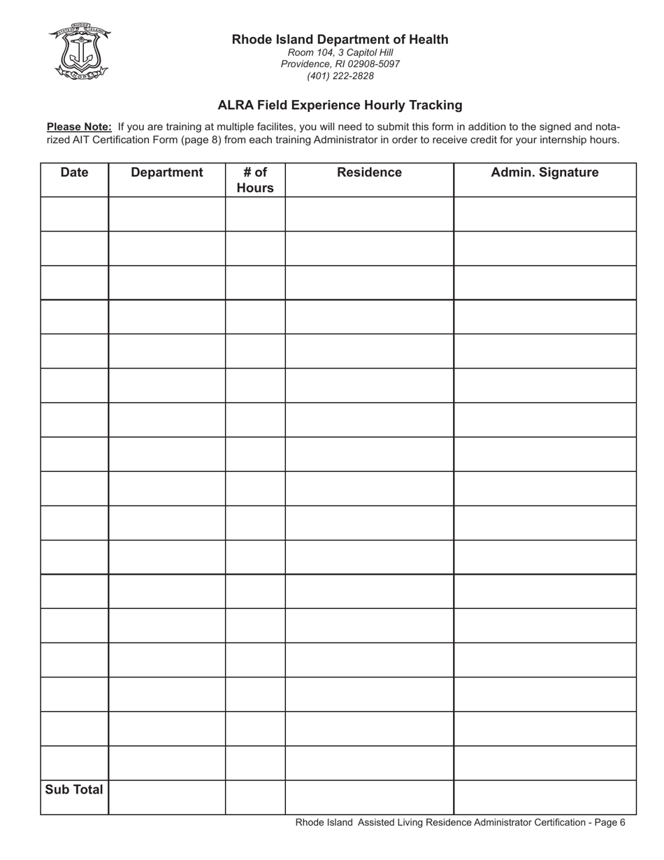 Application for License as an Assisted Living Residence Administrator - Rhode Island, Page 6