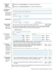 Application for License as a Hairdresser/Barber/Manicurist/Esthetician/Instructor - Rhode Island, Page 4