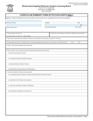 Application for License as a Applied Behavioral Analyst (Lba)/Applied Behavioral Assistant Analyst (Laba) - Rhode Island, Page 7