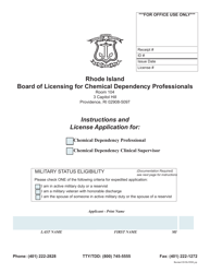Document preview: Application for Chemical Dependency Professional/Chemical Dependency Clinical Supervisor - Rhode Island