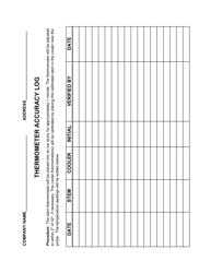 Document preview: Thermometer Accuracy Log - Rhode Island