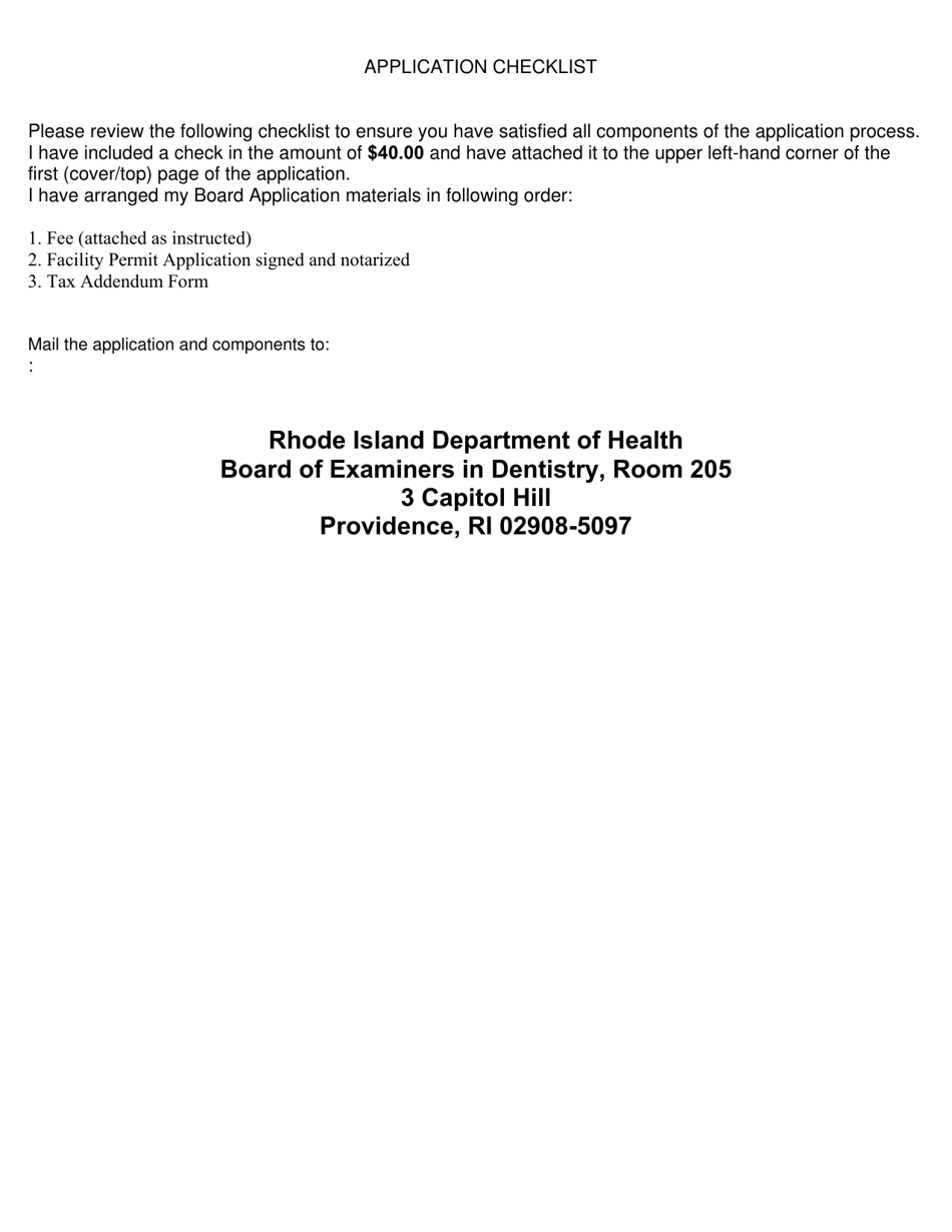 License Application for Dental Anesthesia Facility Permit - Rhode Island, Page 5