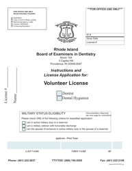 Application for Volunteer License - Rhode Island