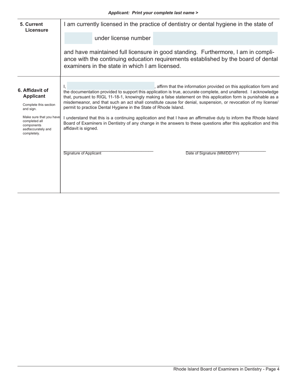 Application for Volunteer License - Rhode Island, Page 4