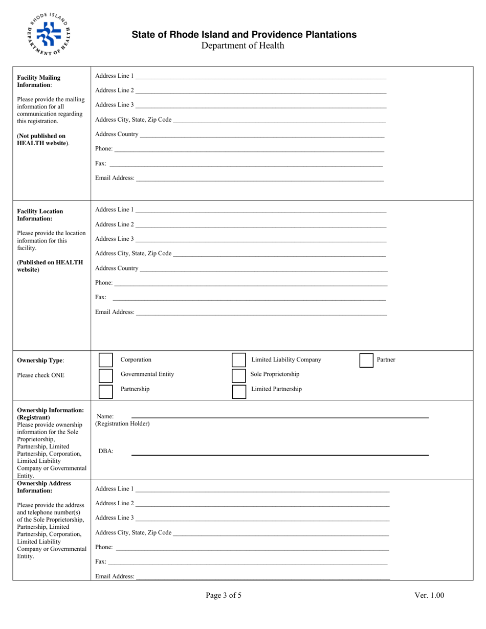 Application for Registration for Dental Diagnostic X-Ray Equipment Facility - Rhode Island, Page 3