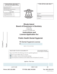 Document preview: License Application for Public Health Dental Hygienist - Rhode Island
