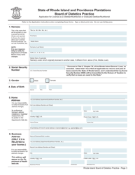 Application for License as a Dietitian/Nutritionist - Rhode Island, Page 3