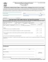 Application for License as a Dietitian/Nutritionist - Rhode Island, Page 6