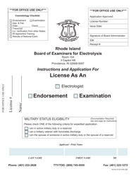 Application for License as an Electrologist - Rhode Island