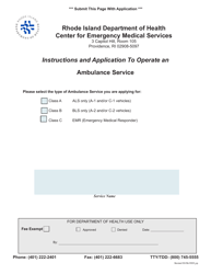 Document preview: Application for Ambulance Service License - Rhode Island