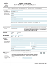 Application for License as an Emergency Medical Services Practitioner - Rhode Island, Page 3