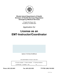 Document preview: Application for License as an Emt-Instructor/Coordinator - Rhode Island