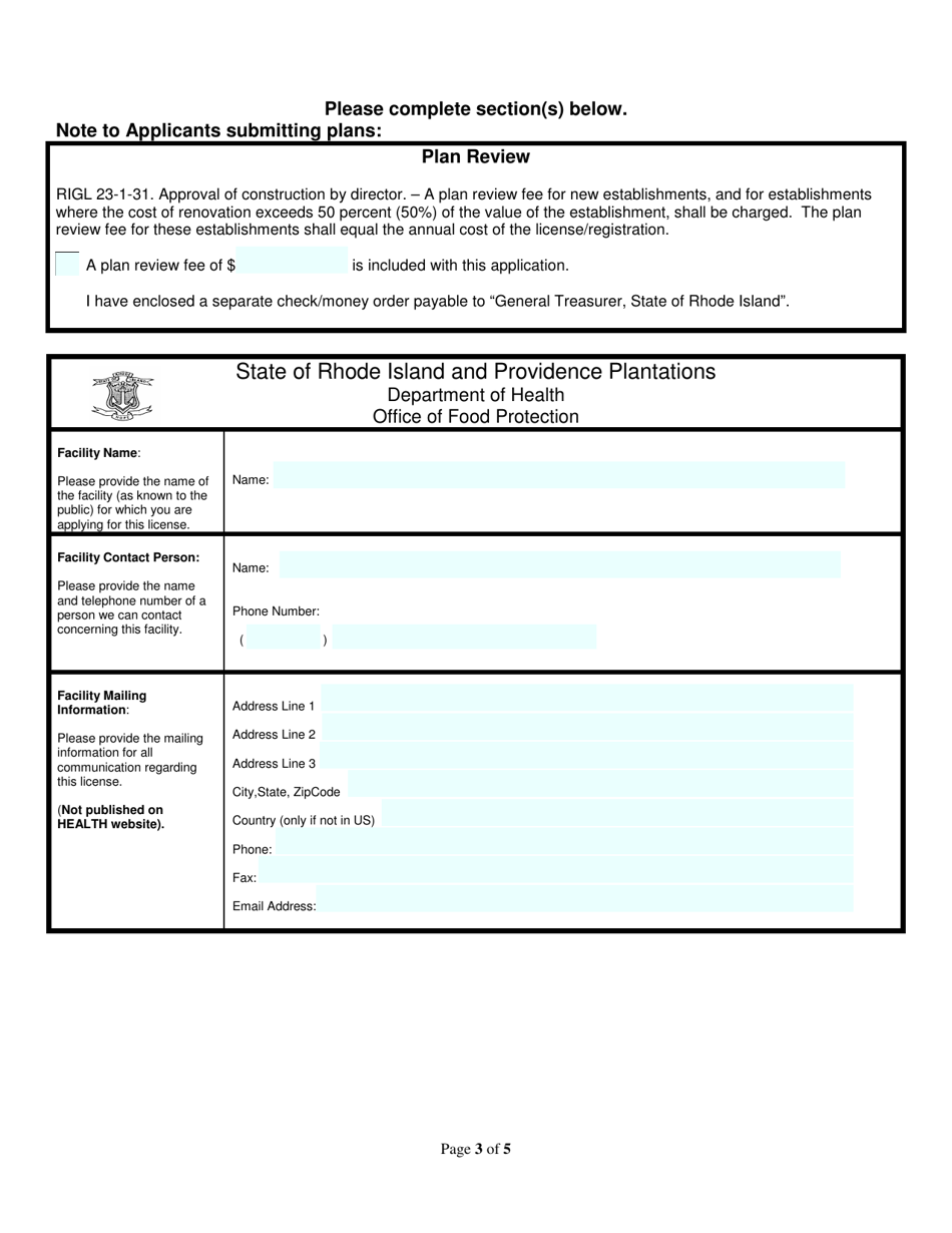 Application for Bottler, Canner in-State / Bottler, Canner out of State - Rhode Island, Page 3