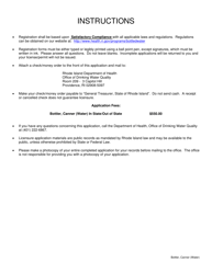 Application for Bottler, Canner (Water) in-State/Bottler, Canner (Water) out of State - Rhode Island, Page 2