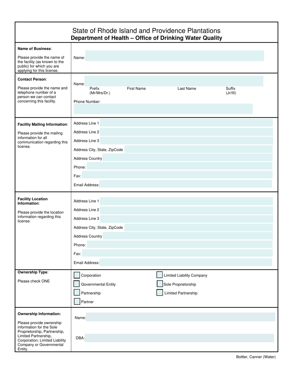 Application for Bottler, Canner (Water) in-State / Bottler, Canner (Water) out of State - Rhode Island, Page 3