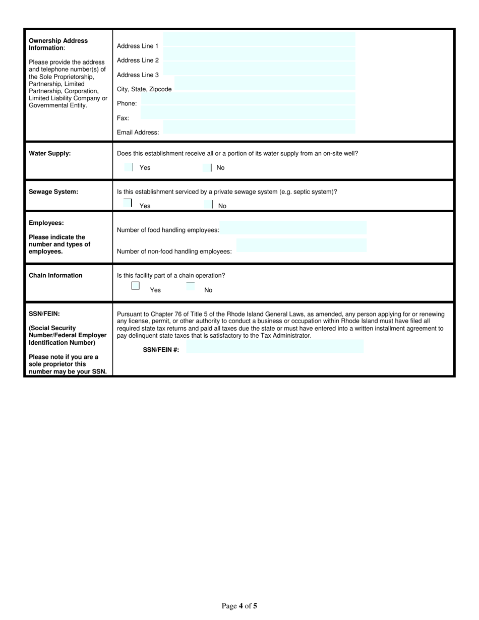 Application for Bottler - Apple Cider in-State / Apple Cider out of State - Rhode Island, Page 4