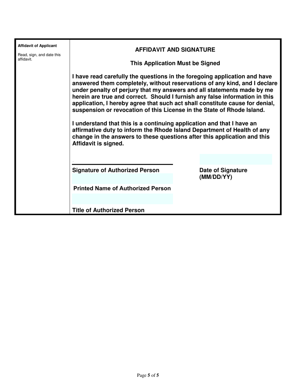 Application for Bottler - Apple Cider in-State / Apple Cider out of State - Rhode Island, Page 5