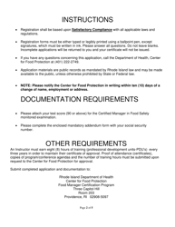 Application for Manager Certified in Food Safety Instructor - Rhode Island, Page 2