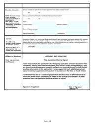 Application for Manager Certified in Food Safety - Rhode Island, Page 4