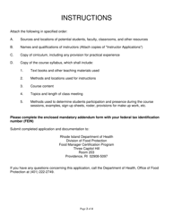 Application for Manager Certified in Food Safety Training Program - Rhode Island, Page 2