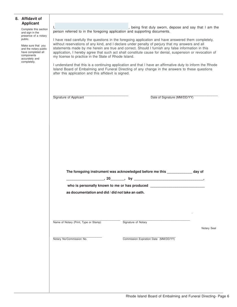 Application for Crematory - Rhode Island, Page 6