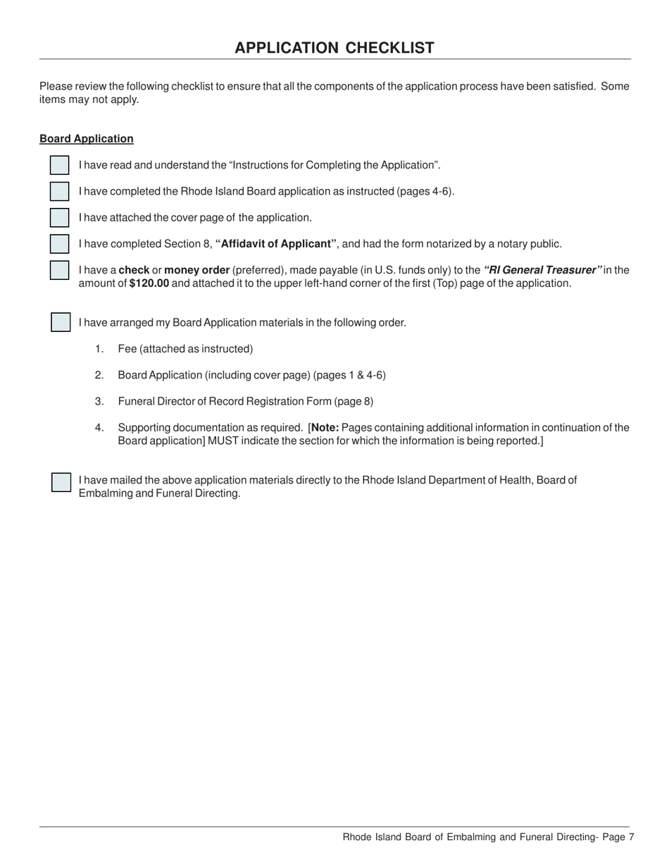 Application for Funeral Establishment - Rhode Island, Page 7