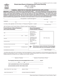 Application for Funeral Establishment - Rhode Island, Page 8