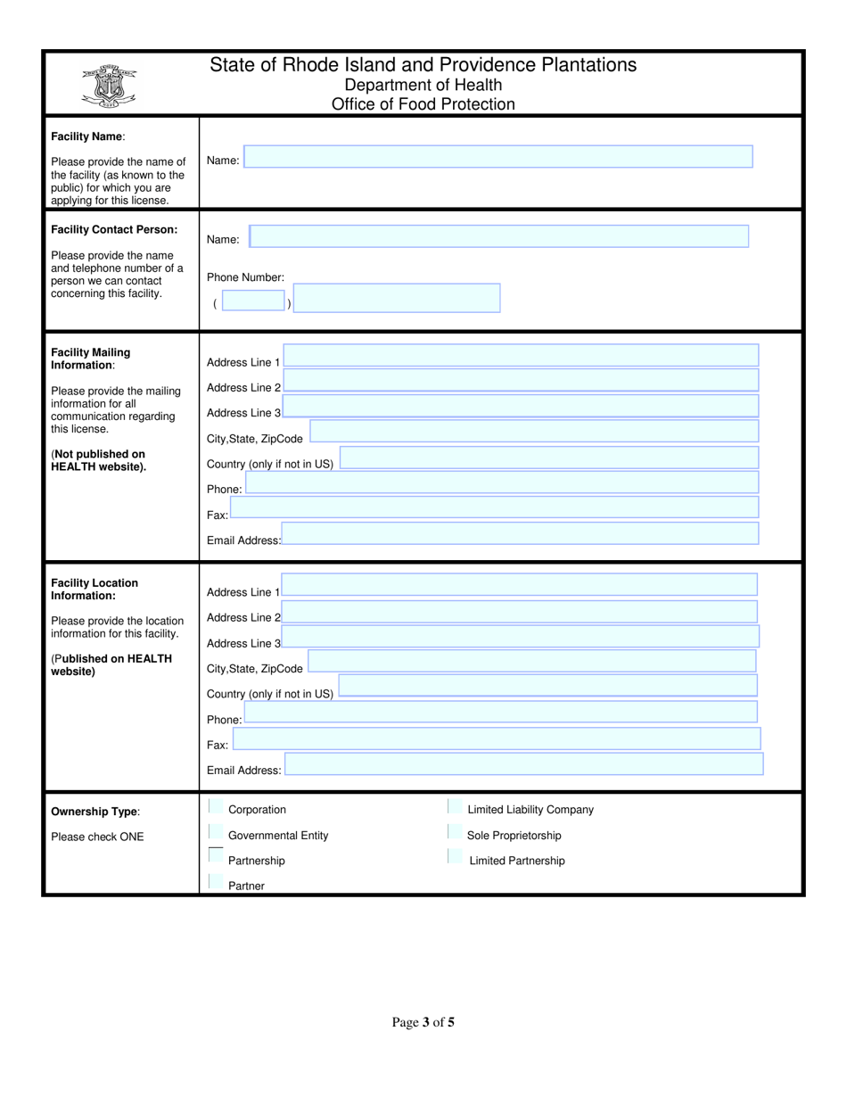 Application for Farm Warehouse (Meat Products) - Rhode Island, Page 3