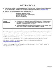 Application for Lead Assessor - Rhode Island, Page 2