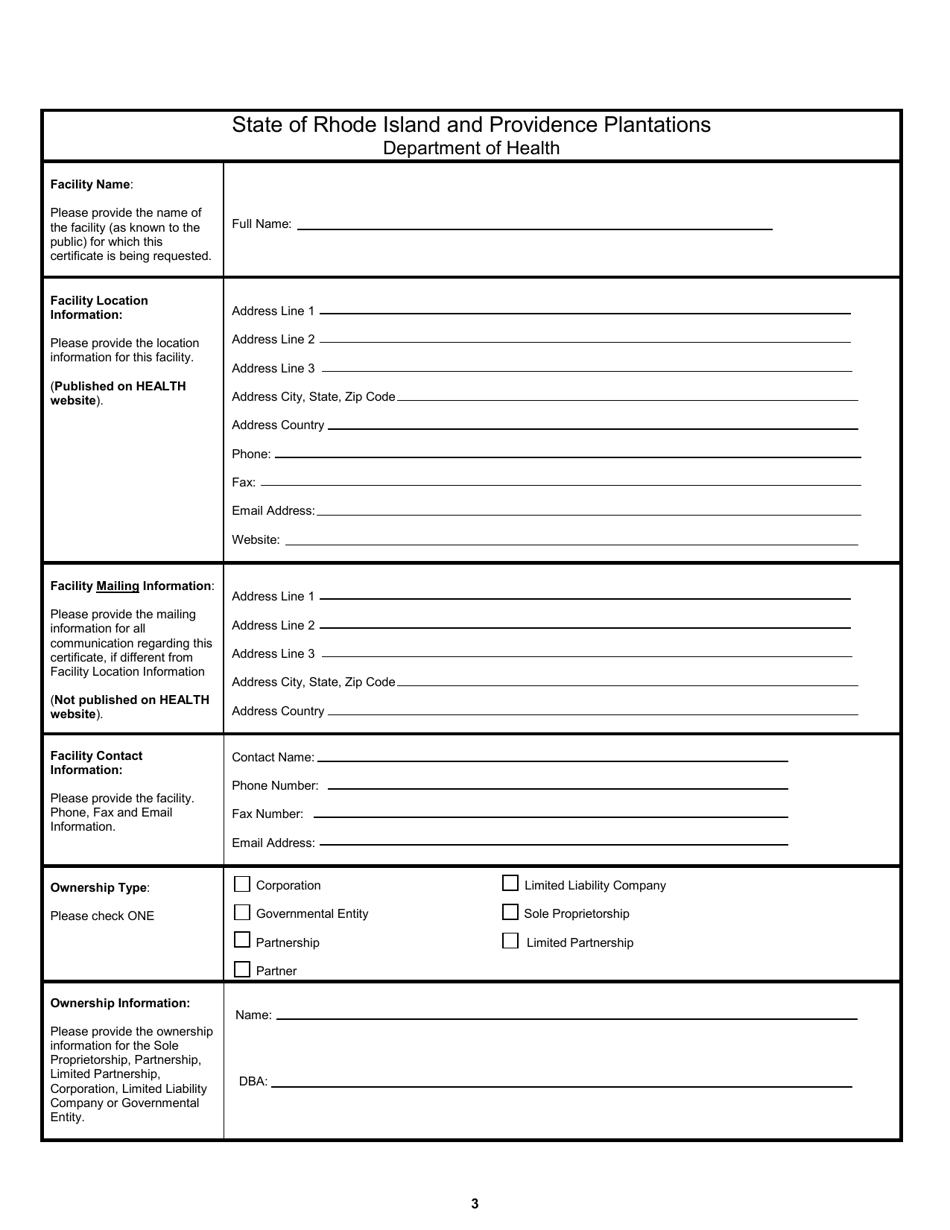 Application for Certification of Analytical Laboratories - Rhode Island, Page 3